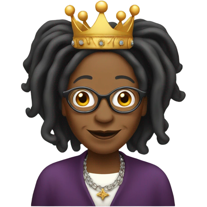 Whoopi Goldberg with a crown emoji