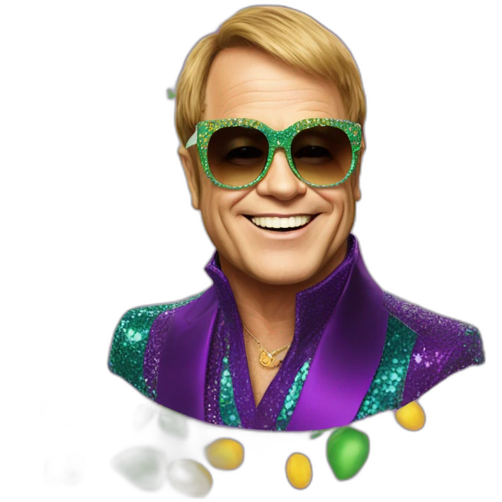 elton john in oversized square funky sunglasses for mardi gras emoji