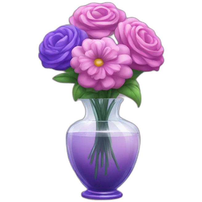 pink and purple bouquet in crystal vase emoji