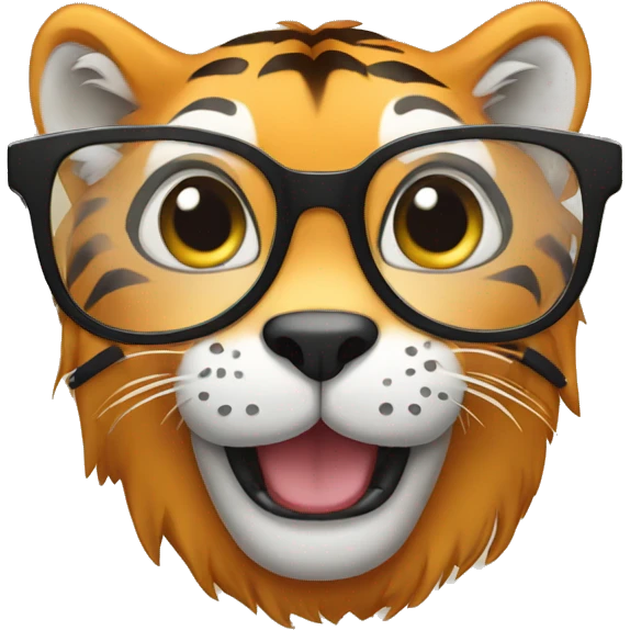 cute tiger with wearing rounded specs  emoji