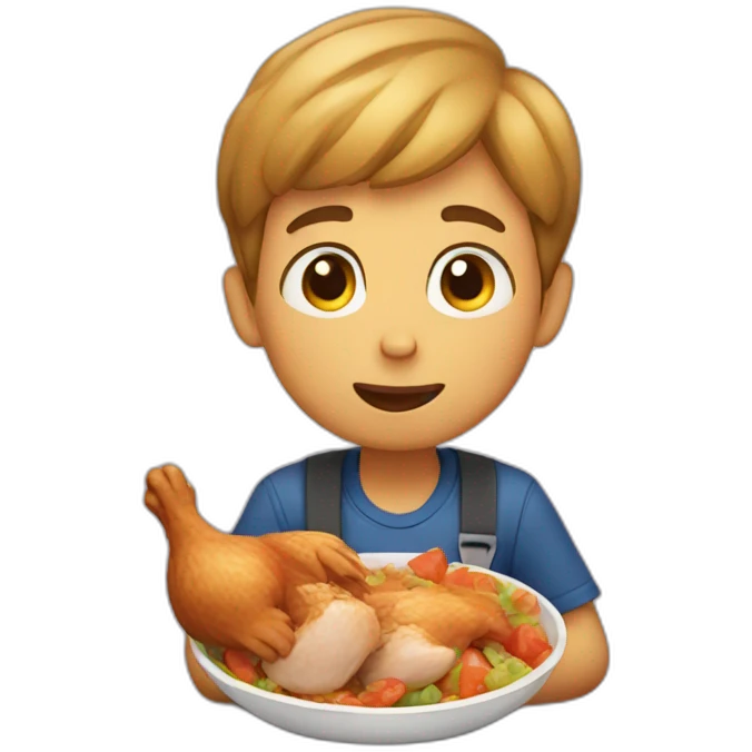 Boy eating chicken emoji