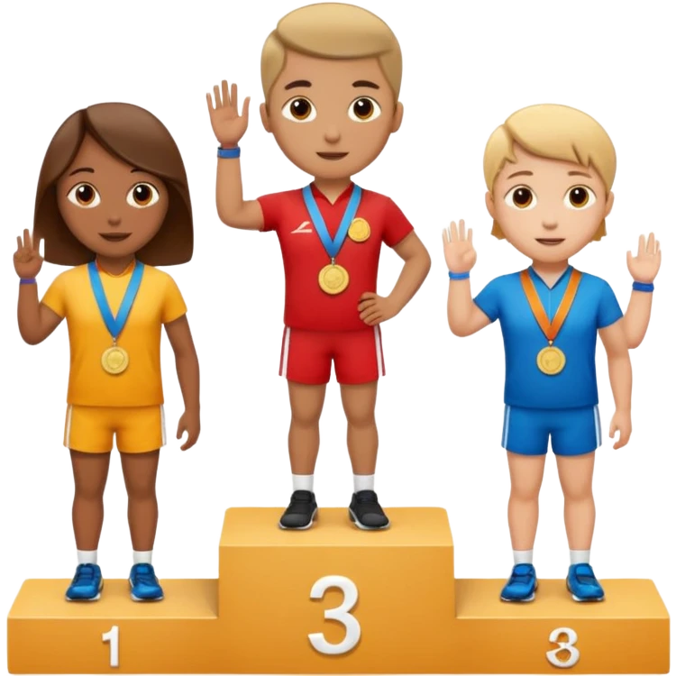 show people on podium in first, second and third place emoji