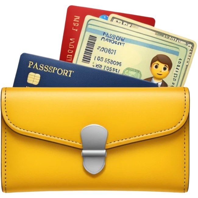 Travel yellow wallet – larger, holds passport and tickets.
 emoji