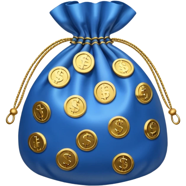 blue coins inside a money bag  emoji