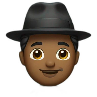 White Man with black hair, strip blue flowered shirt, brown hat, setting on a bench, next to a lake emoji