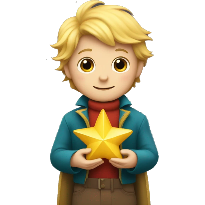 The little prince holds a star in his hands emoji