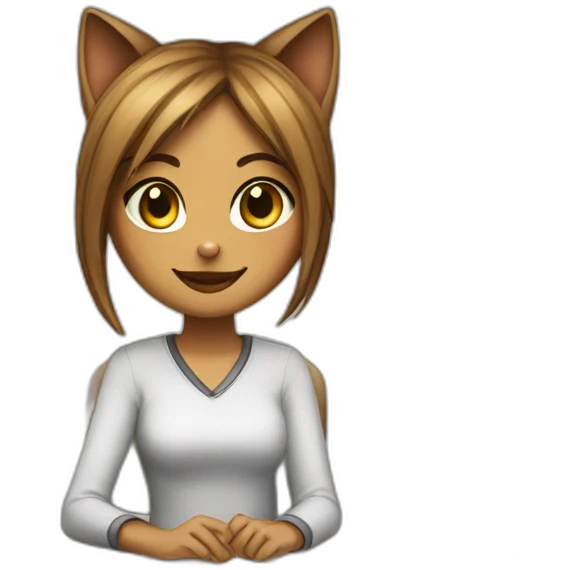 Cat girl on desk emoji