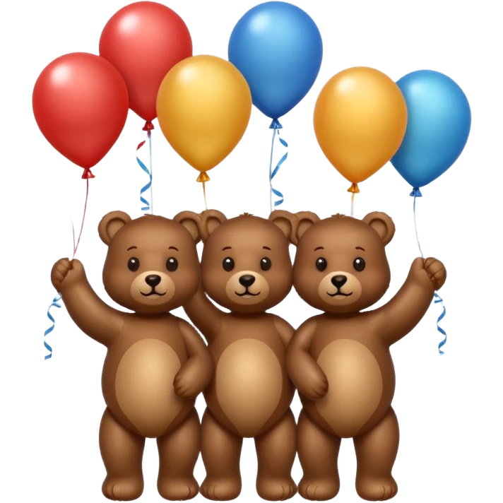3  brown Satine bears balloons  emoji