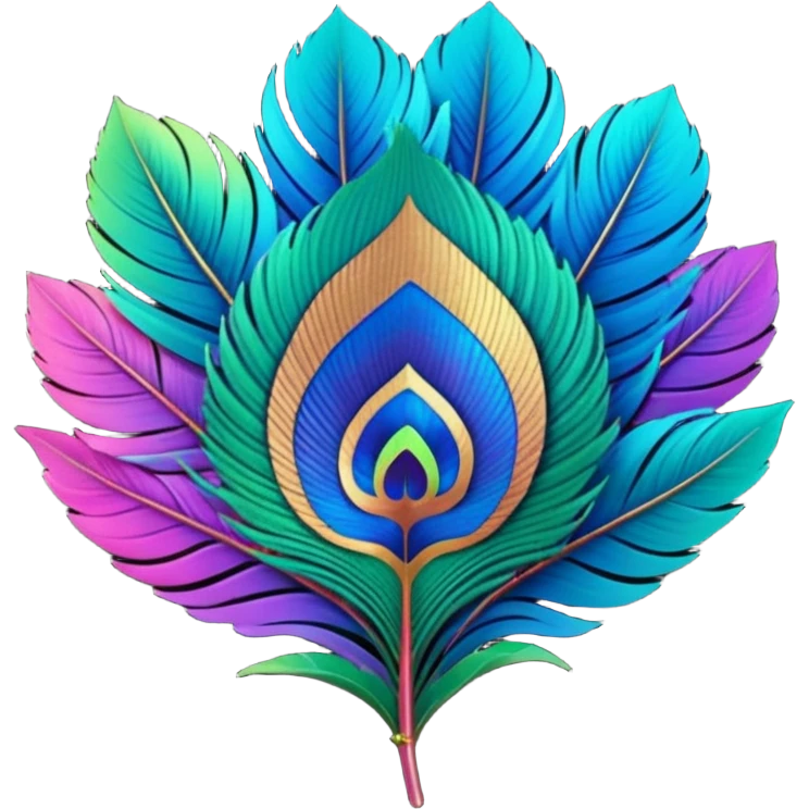 Futuristic, bold, colorful, highly detailed, isolated 3D render, Peacock Begonia feather emoji