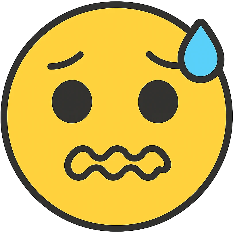 smiley emoji with an anxious expression, icon style, clean lines, simple color palette emoji
