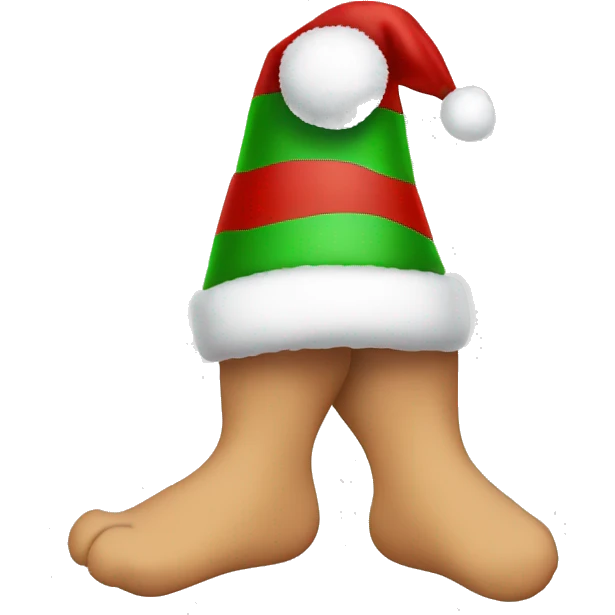 Foot wearing Christmas hat emoji