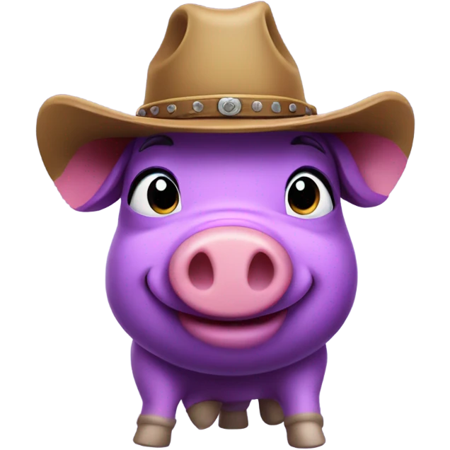 Purple pig wearing cowboy hat emoji