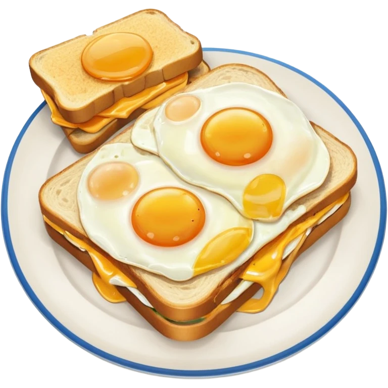 breakfast sandwich on a plate with eggs on the side emoji