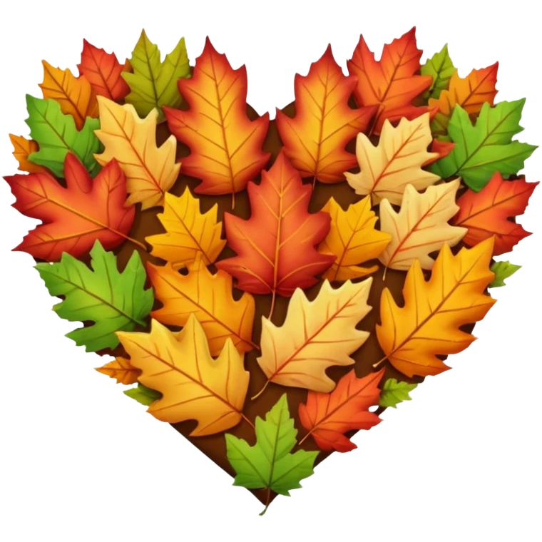 Heart made with fall leaves emoji