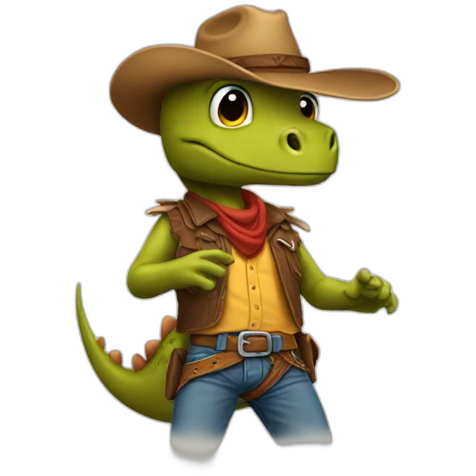 dinosaur disguised in cowboy emoji