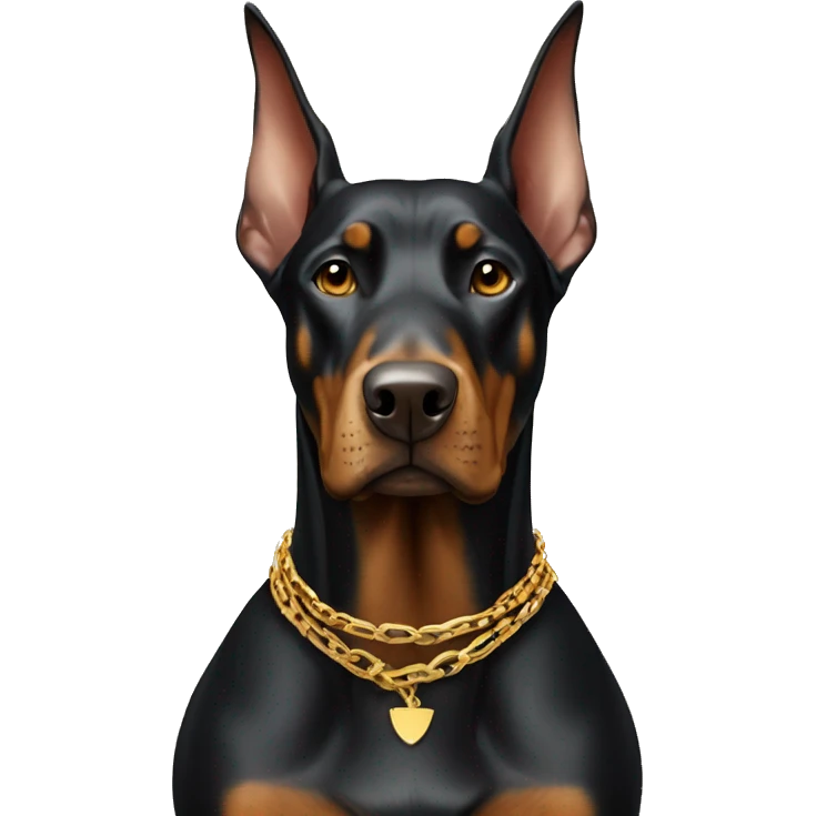 doberman wearing gold chain emoji