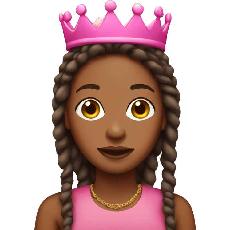 brown skin lady with locs wearing a pink crown emoji