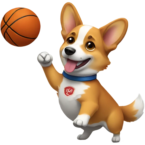 Corgi playing basketball  emoji