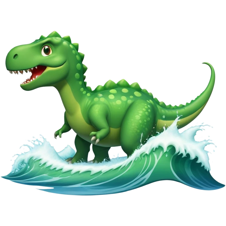 Dinosaur riding a wave emoji