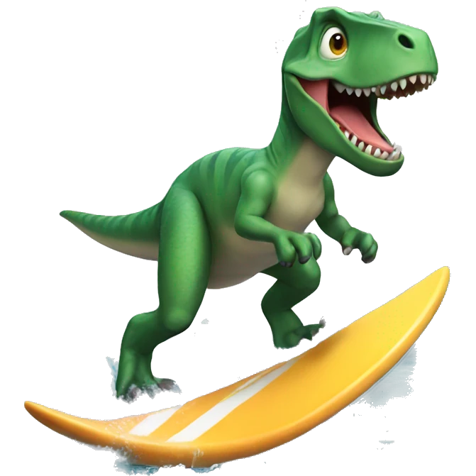 Dinosaur surfing emoji