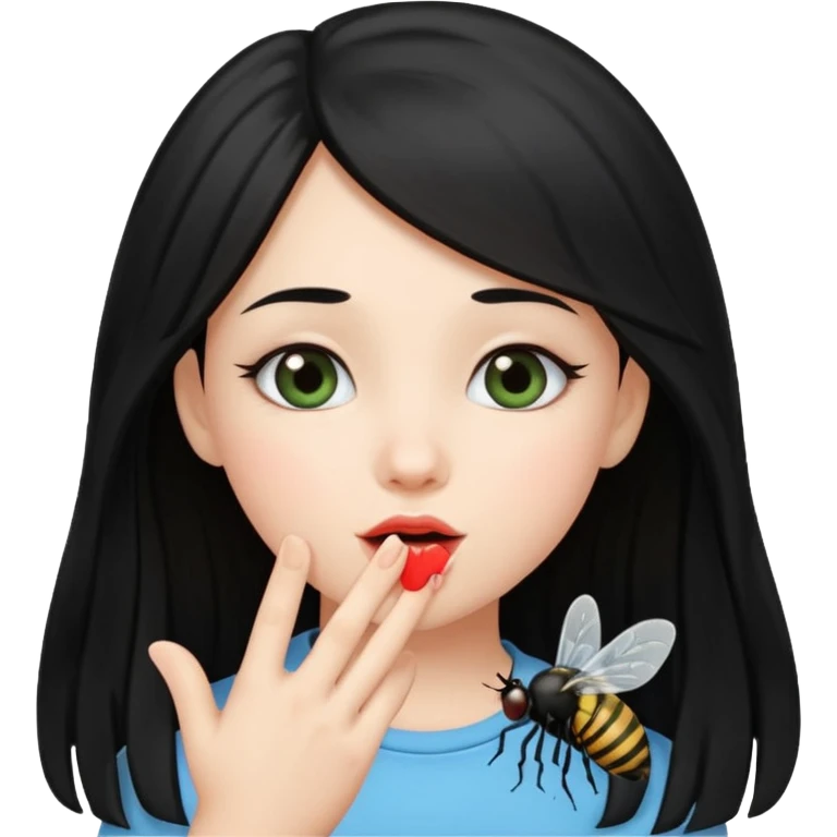 A cute long black haired girl sending a fly kiss  emoji