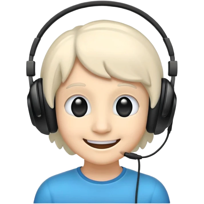 Anemone with black headphones with a happy face emoji