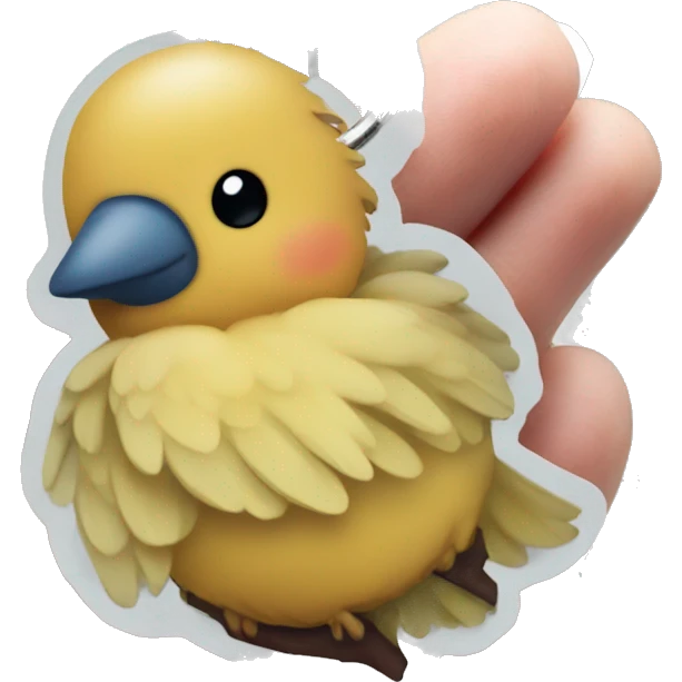 a keychain of a cute baby bird imprint on it  emoji