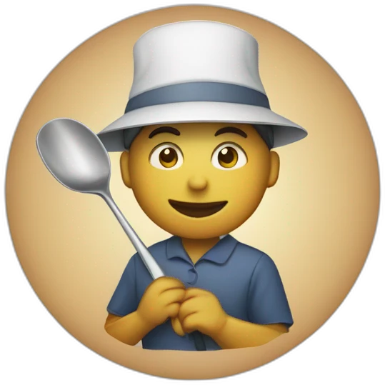 Canteen staff enrobed with a hat and ladle emoji
