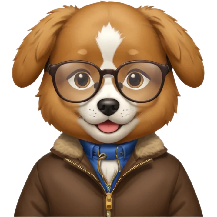 dog wearing jacket and glasses emoji