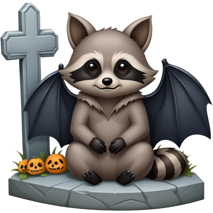 𝐁𝐚𝐭 𝐰𝐢𝐭𝐡 𝐚 𝐫𝐚𝐜𝐨𝐨𝐧 𝐜𝐡𝐢𝐥𝐥𝐢𝐧𝐠 𝐢𝐧 𝐚 𝐜𝐞𝐦𝐞𝐭𝐚𝐫𝐲 emoji
