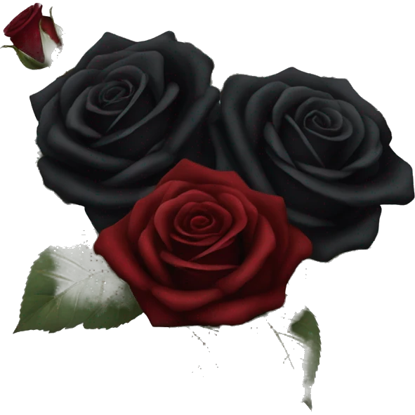 Gothic Black roses and dark red roses in a bouquet  emoji