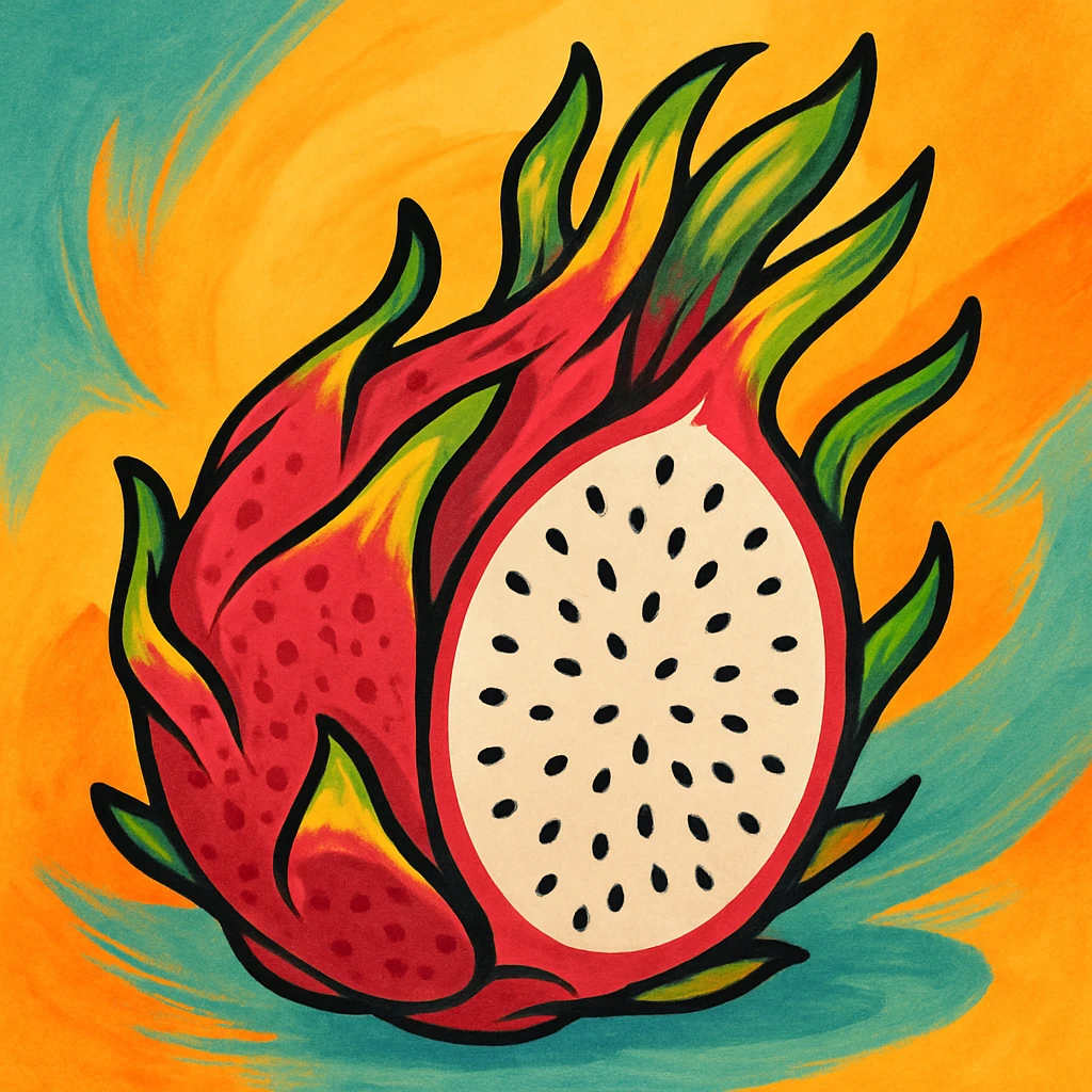colorful illustration of dragon fruit emoji