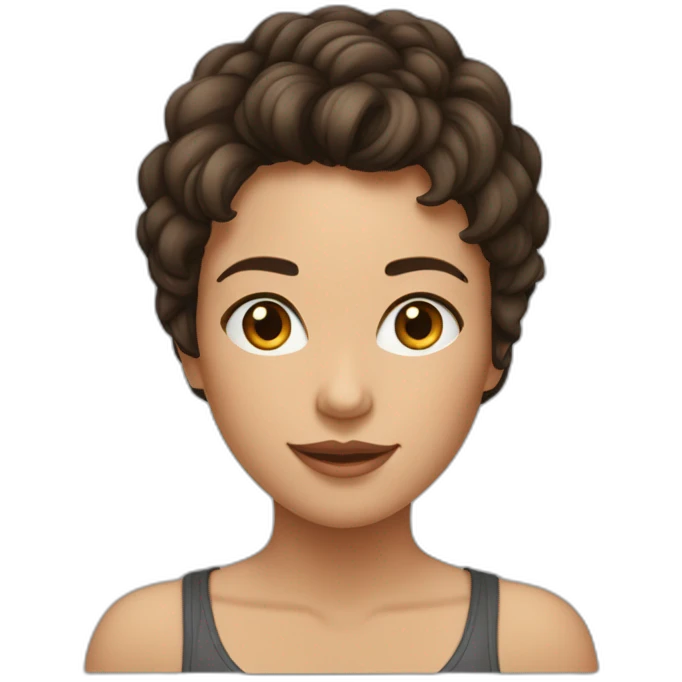 fille brune et bronzée aux cheveux courts et frisés emoji