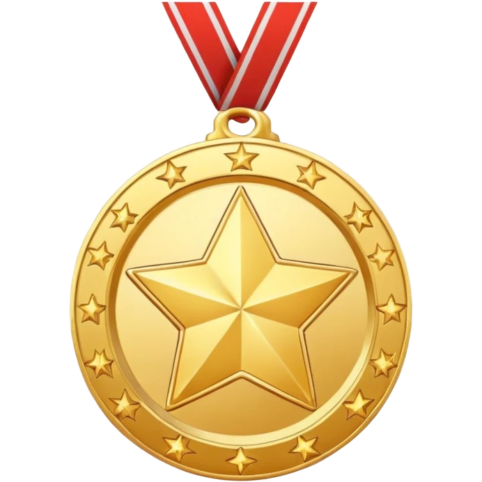 JUST THE CIRCLE golden medal in star shape, central empty space, details in border, golden emoji