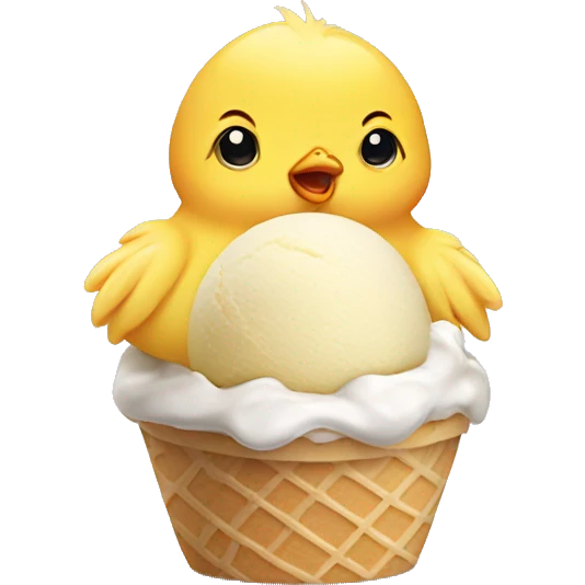 Baby chick eat ice cream emoji