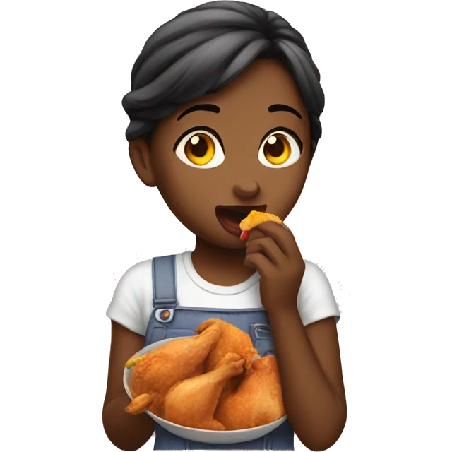 Girl eating chicken emoji