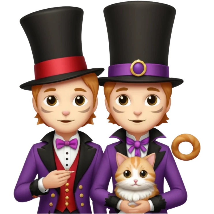 magician couple and their pet cat emoji