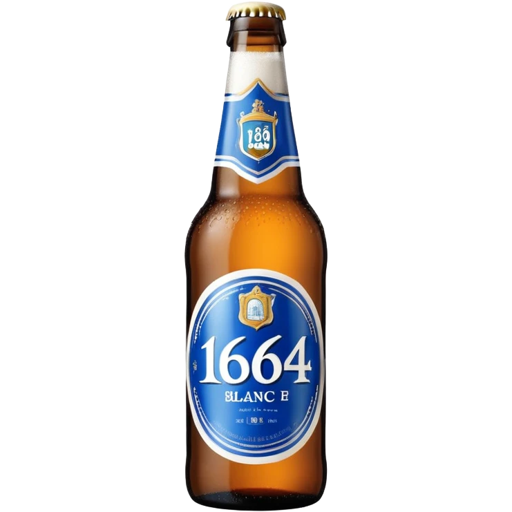 bottle of 1664 Blanc beer with blue and white label emoji