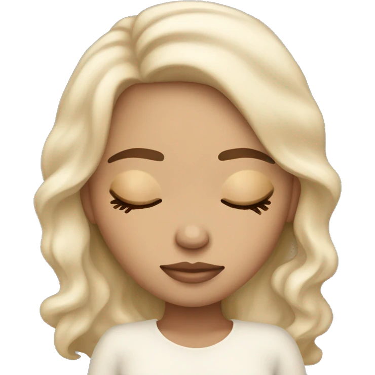pretty light skinned brunette girl sleeping with cream under her closed eyes soft textures emoji