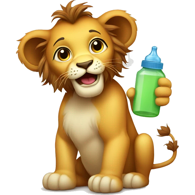 Cute lion with baby bottle  emoji