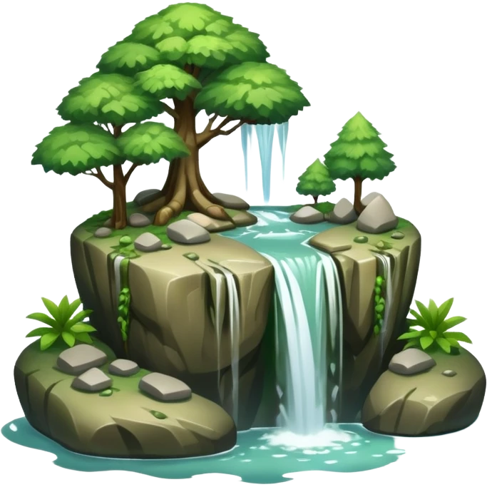 Flying Island – Floating rock with trees and waterfall emoji