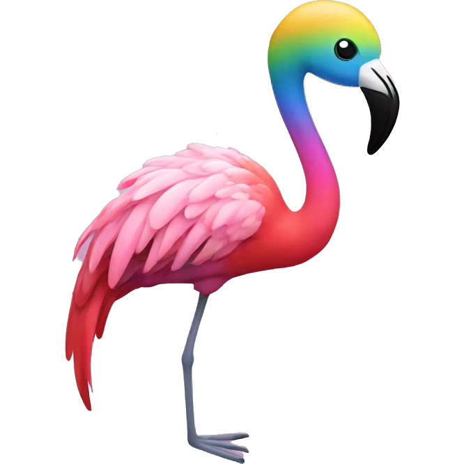 Rainbow flamingo emoji
