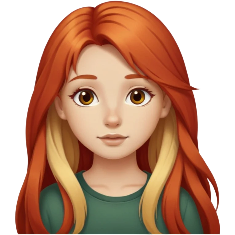 Red hair girl with long hair, a nose ring and blonde hair girl with long hair posing cutely emoji