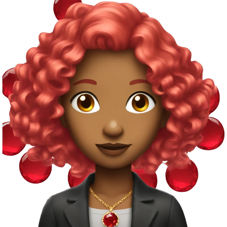 a person with red ruby jewel hair emoji