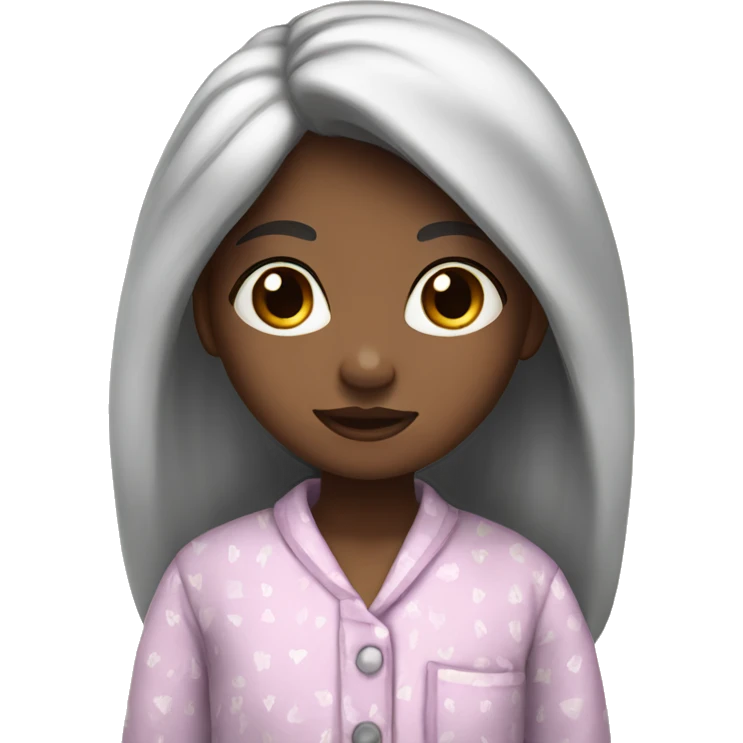 Girl with white skin and black hair wearing pajamas emoji