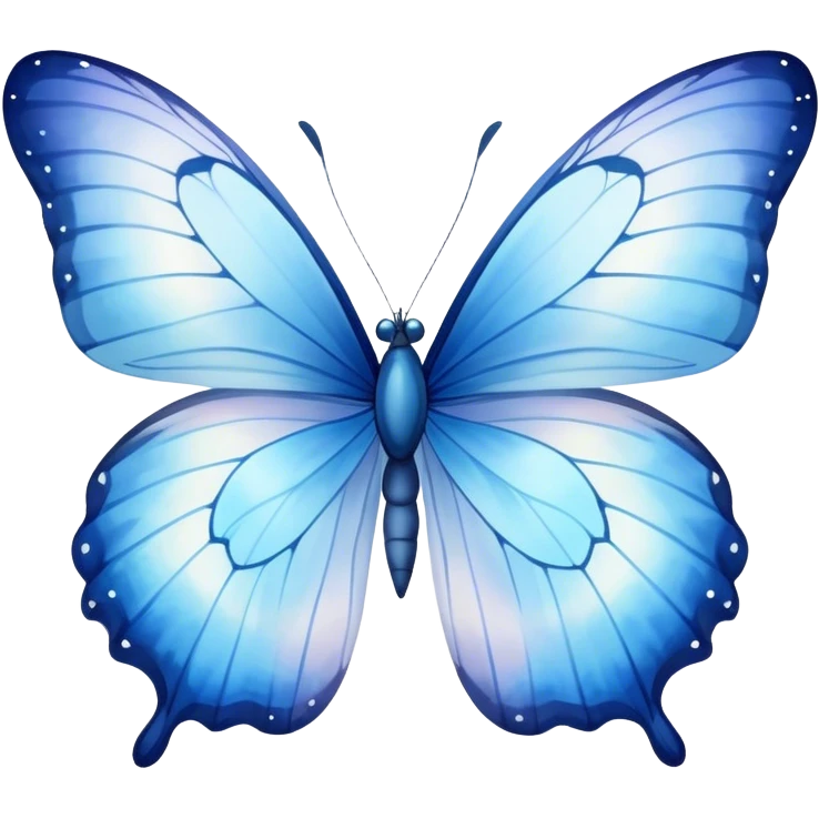 "A delicate blue butterfly with soft watercolor wings, detailed and elegant, floating gently." emoji