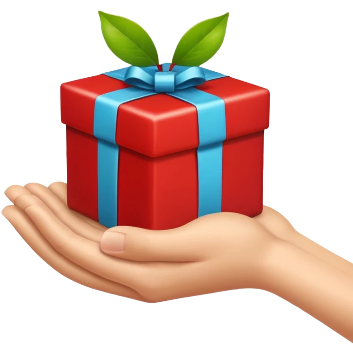 hand offering a present, apple emoji style, simple, clear, no text emoji