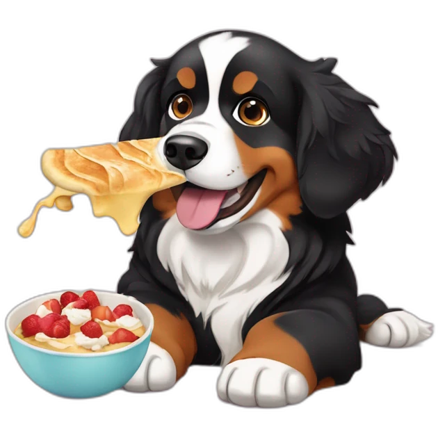 bernese dog eating crepe emoji
