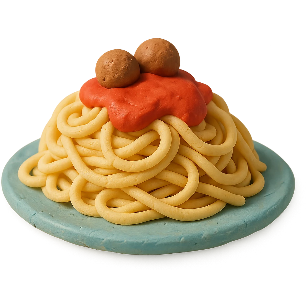 spaghetti with visible fingerprints, pastel colors emoji