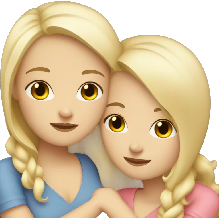 3 girls hugging 2 brunettes one blonde emoji